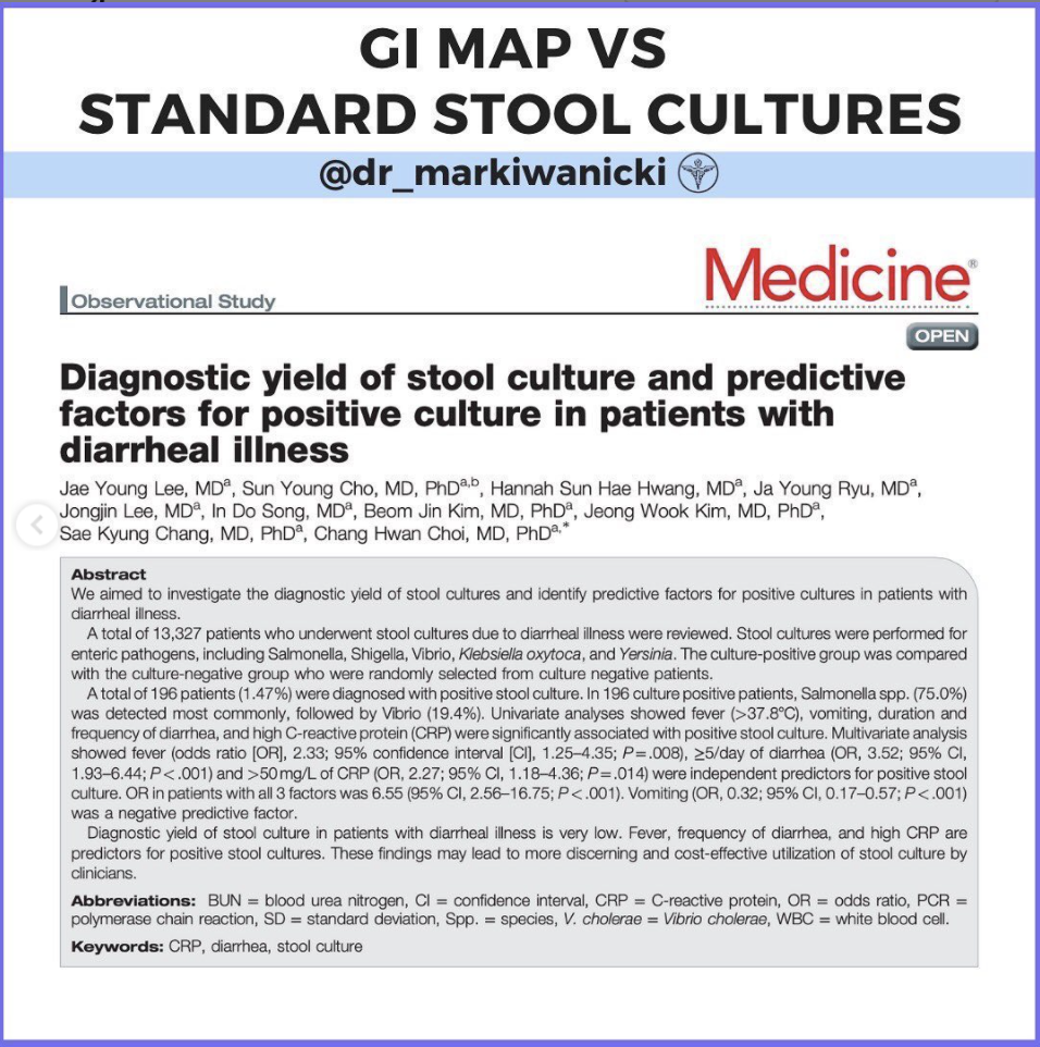GI Map vs Standard Stool Culture Research